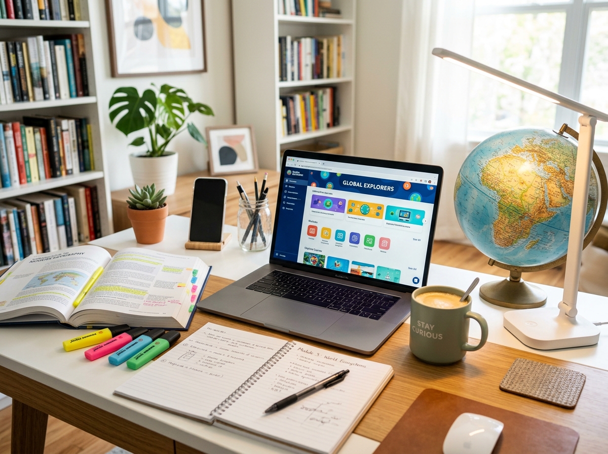 Modern educational desk setup